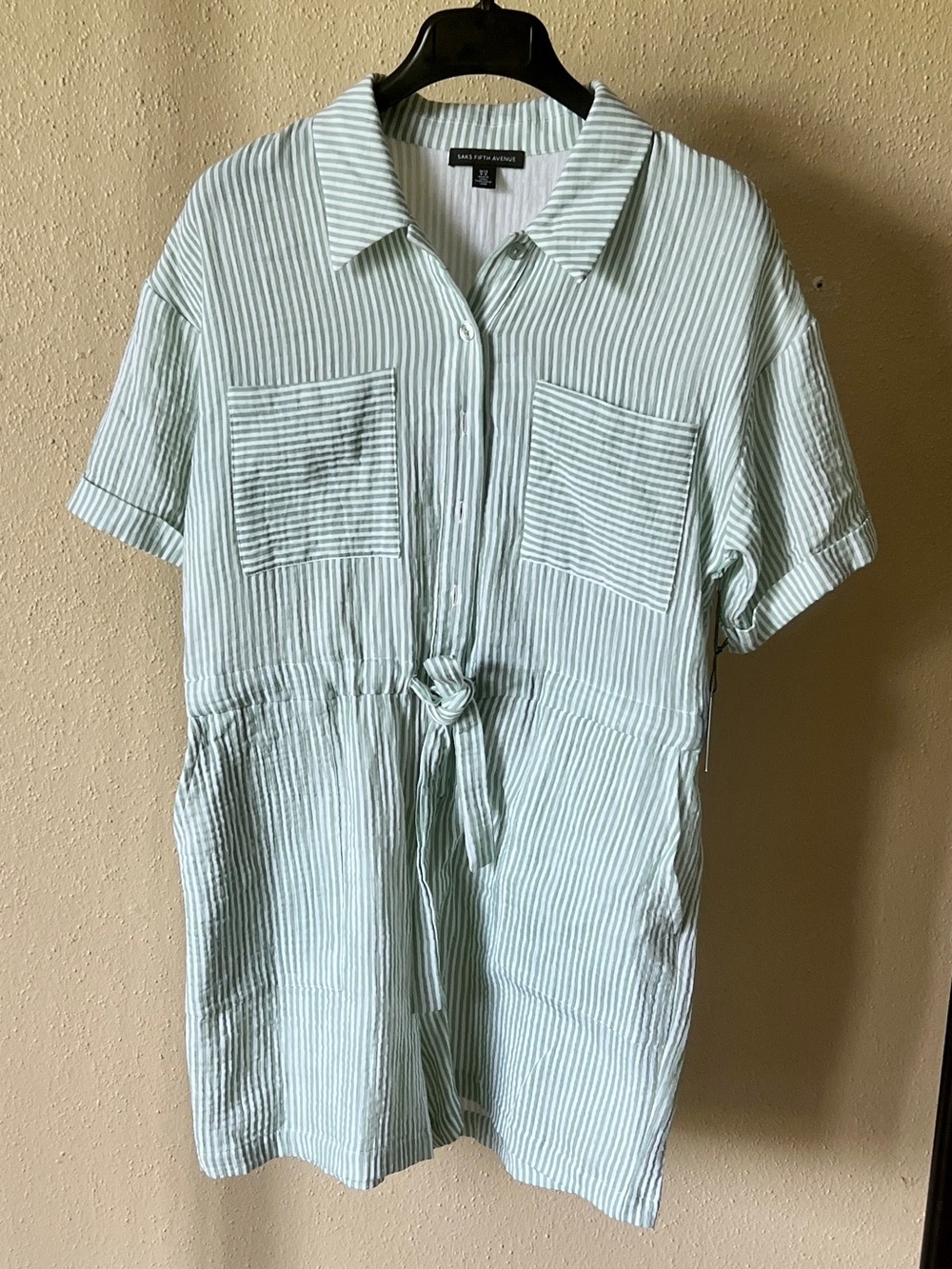 Saks Fifth Avenue Short Sleeve Front Tie-knot Romper